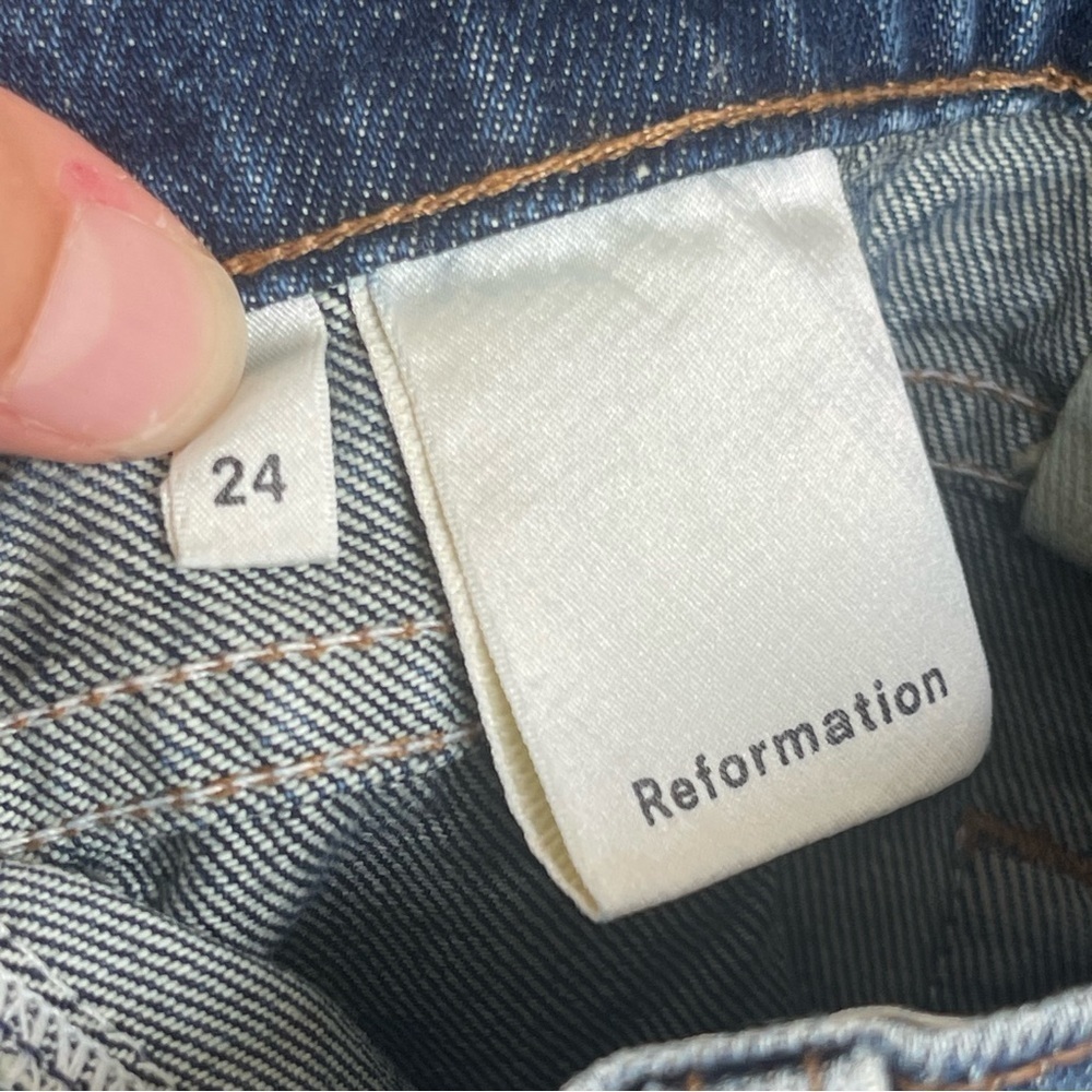 Reformation High Rise Baggy Relaxed Wide Leg Dark Denim Jeans 24/26, 0/2 - Picture 10 of 16